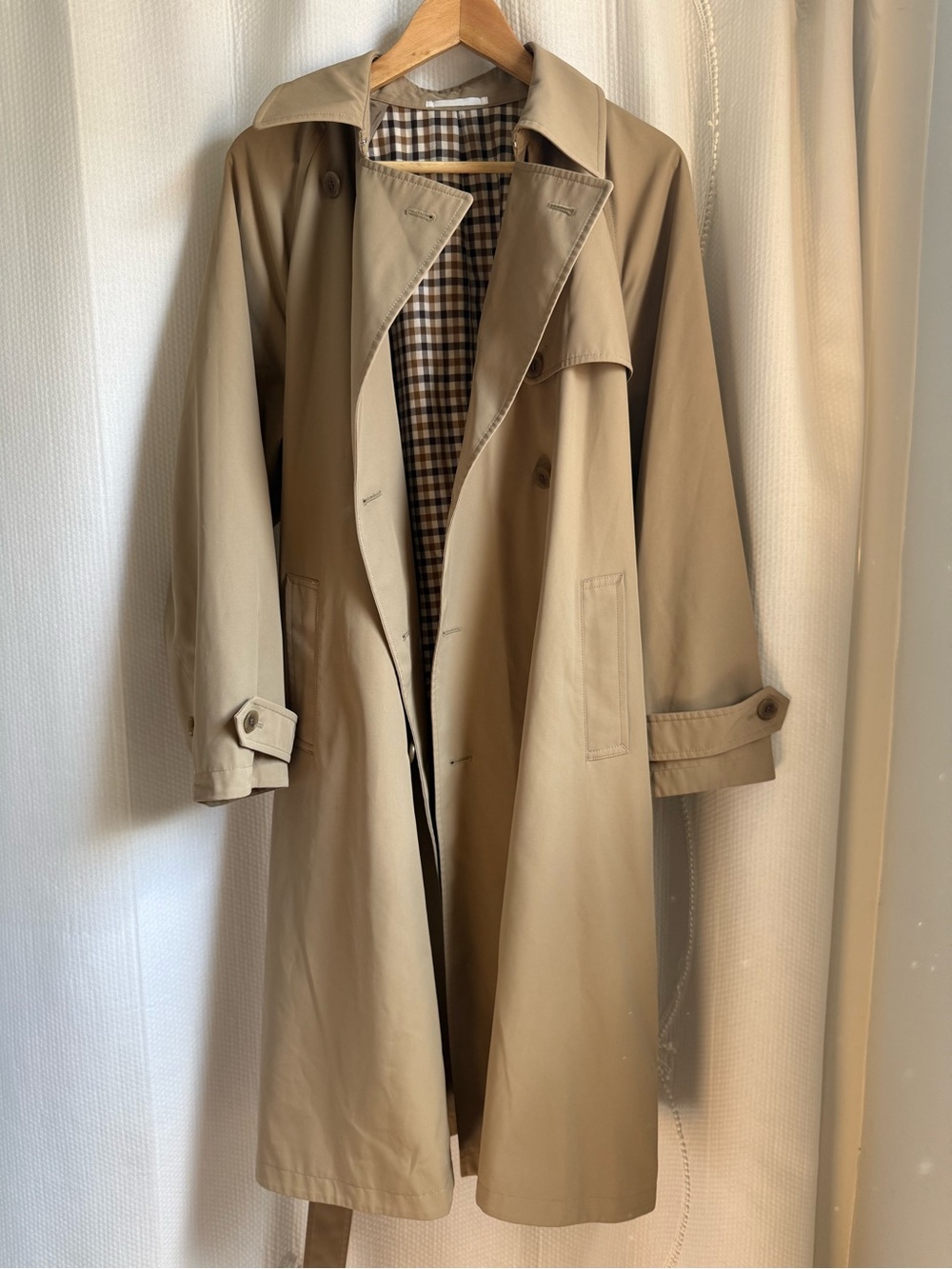 Uniqlo Beige Trench Coat with Check Lining